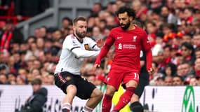 Luke Shaw face à Liverpool, le 5 mars 2023.
