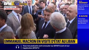 Liban: "On a toujours été là", assure Emmanuel Macron qui est interpellé par une habitante