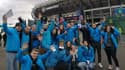 L’équipe MyComm devant le Murrayfield Stadium à Edimbourg en Ecosse à l’occasion d’un voyage organisé pour le Tournoi des 6 Nations 