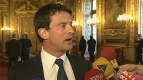 Manuel Valls s'exprime depuis le ministère de l'Intérieur le 13 mars 2013.