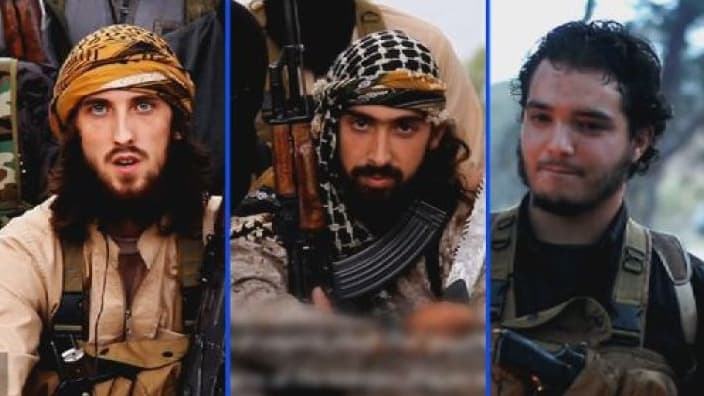 Ces trois hommes combattant au sein de Daesh appellent, en français, les musulmans de France à se joindre aux jihadistes en Syrie, dans une vidéo. Quentin le Brun serait celui qui se trouve à gauche dans ce montage.