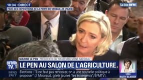 Au salon de l'Agriculture, Marine le Pen dénonce "le chaos" causé par Macron 
