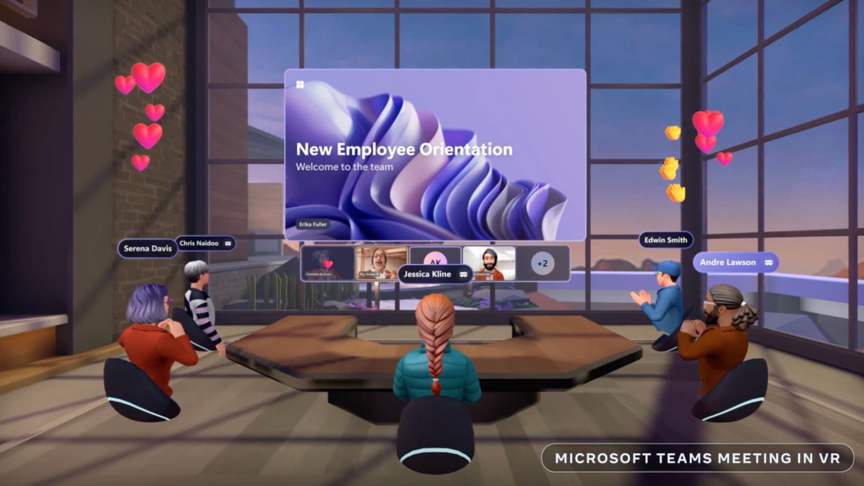 Une réunion Teams en réalité virtuelle, accessible avec le Meta Quest Pro