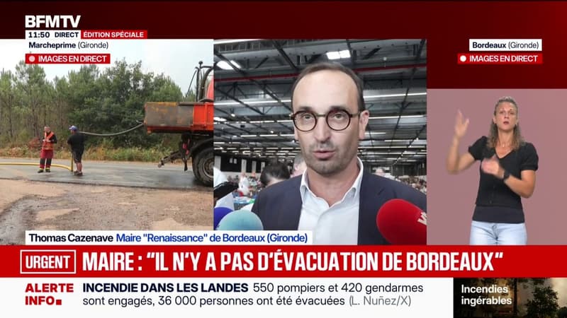 Incendie en Gironde: "Il n'y a pas d'évacuation de Bordeaux à l'ordre du jour", assure le maire, Thomas Cazenave