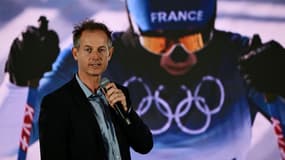 Edgar Grospiron lors de la présentation du Cojop des JO 2030 dans les Alpes, le 18 février 2025