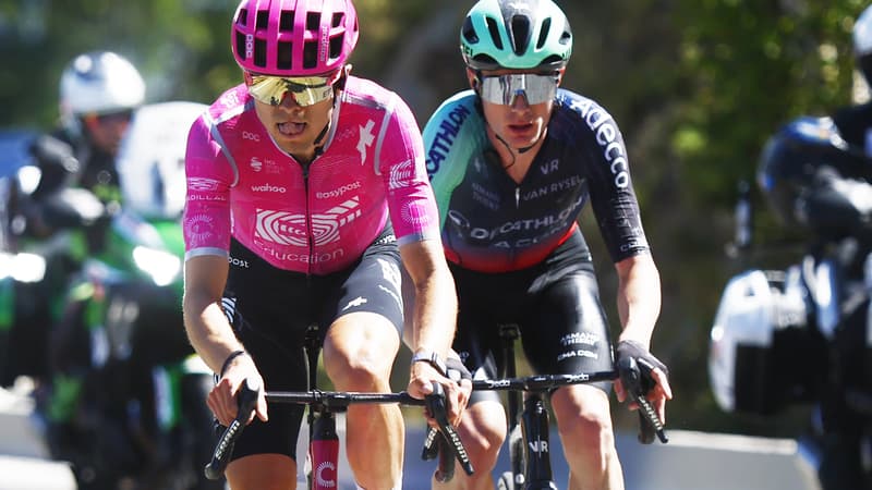 Alex Baudin en rose et Nicolas Prodhomme lors de la 3e etape du Tour de France le 6 juillet 2026 2316141