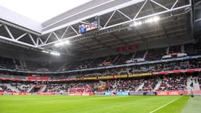 La banderole des supporters de Lille avant le match contre Toulouse le 12 novembre 2023