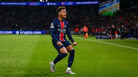 Désiré Doué, le 9 avril 2025 lors de PSG-Aston Villa