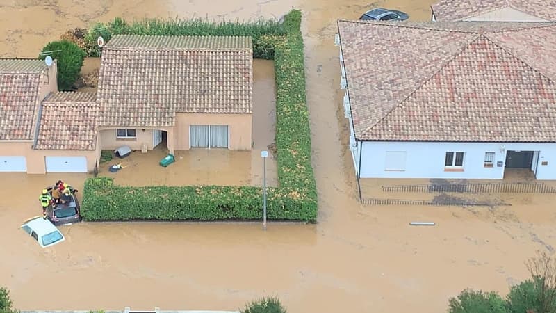 Vue aérienne d'un lotissement de Villeneuve-les-Béziers, dans l'Hérault, ce mercredi.