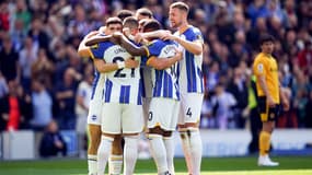 L'équipe de Brighton, en démonstration face aux Wolves ce samedi 29 avril 2023.
