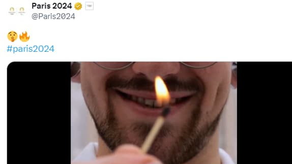 Le teasing de Paris 2024, quelques minutes avant l'annonce du choix de Baptiste pour être l'un des porteurs de flamme, le 10/04/2024 Le teasing de Paris 2024, quelques minutes avant l'annonce du choix de Baptiste pour être l'un des porteurs de flamme, le 10/04/2024