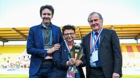 Antoine Arnault, Marie-Christine Terroni et Pierre Ferracci lors de la finale de la Coupe de France PFC-PSG, le 3 mai 2025.