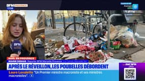 Marseille: après Noël, les poubelles débordent