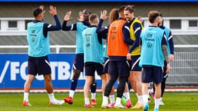 L'entraînement des Bleus, à Clairefontaine le 22 mars 2022