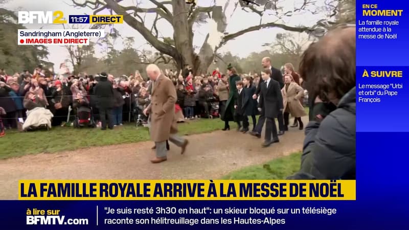 La famille royale britannique arrive à la messe de Noël à Sandringham