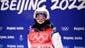 La Française Perrine Laffont, après sa 4e place lors de la finale olympique en ski de bosses aux Jeux de Pékin, le 6 février 2022 à Zhangjiakou