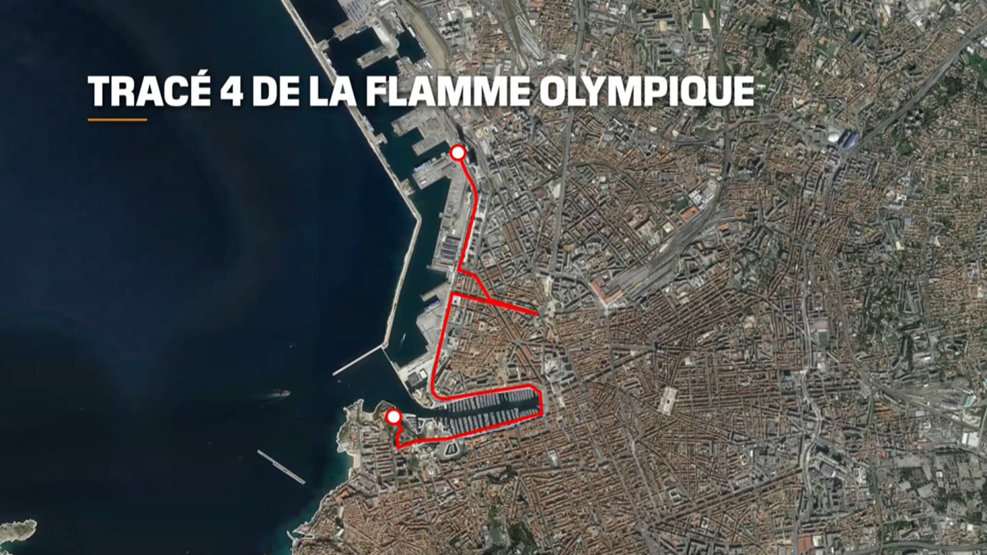 Le tracé 4 de la flamme olympique à Marseille. Le tracé 4 de la flamme olympique à Marseille.