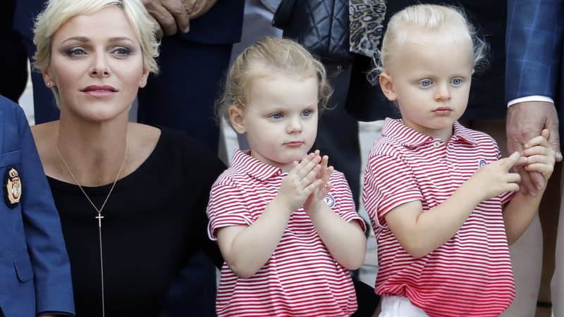 Charlene de Monaco et ses enfants Jacques et Gabriella en septembre 2017