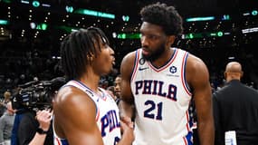 Tyrese Maxey avec Joel Embiid en NBA, le 9 mai 2023