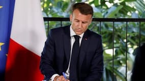 Emamnuel Macron à Nouméa en Nouvelle-Calédonie le 23 mai 2024