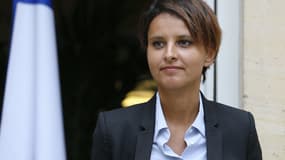 Najat Vallaud-Belkacem lors de la passation de pouvoirs avec Benoît Hamon, le 27 août à Paris.