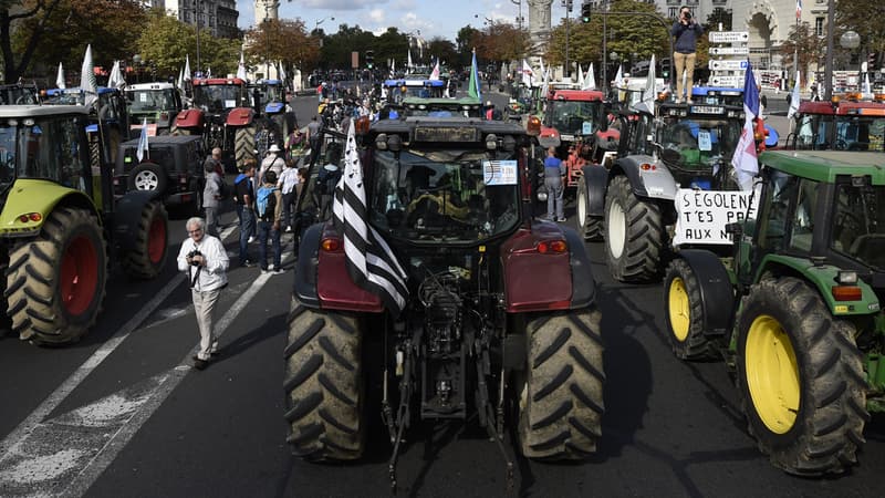 Près de 4.500 agriculteurs ont manifesté jeudi place de la Nation à Paris.