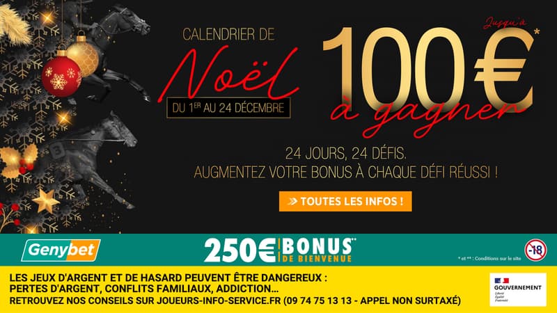 Le calendrier de l’Avent Genybet, c’est des bonus à gagner chaque jour ! 