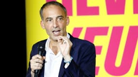 Raphaël Glucksmann, tête de liste PS-Place Publique aux élections européennes, le 9 juin 2024 à Paris