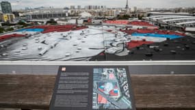 Oeuvre réalisée par le duo de street-artistes Ella &amp; Pitr sur le toit du Parc des expositions
