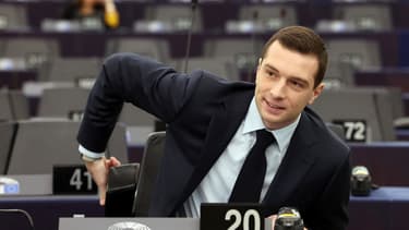 L'eurodéputé et président du Rassemblement national Jordan Bardella au Parlement européen, à Strasbourg, le 12 mars 2024.