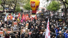 Le défilé intersyndical à Paris, le samedi 1er mai 2021.