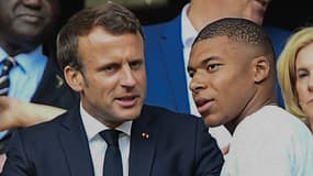 Emmanuel Macron avec Kylian Mbappé en 2019