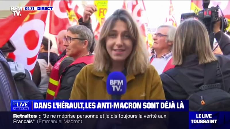 Près de 200 manifestants attendent Emmanuel Macron à Ganges dans l'Hérault