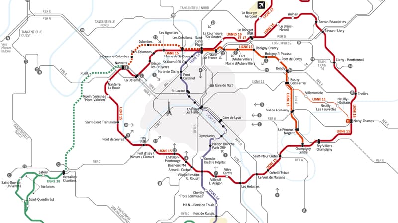 Plan du futur métro parisien