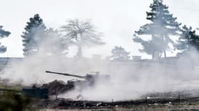Un char turc à la frontière entre la Syrie et la Turquie, le 15 février. 