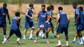 Désiré Doué à l'entraînement à Los Angeles, le 16 juin 2025 à Los Angeles 
