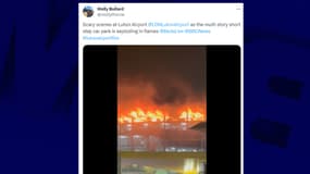 Un incendie s'est déclaré à l'aéroport de Luton, en Angleterre, ans la nuit du mardi 10 au mercredi 11 octobre 2023