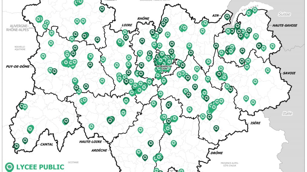La carte des lycées qui proposeront une centre de test en Auvergne-Rhône-Alpes. La carte des lycées qui proposeront une centre de test en Auvergne-Rhône-Alpes.