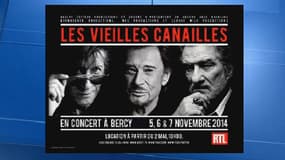 L'affiche des futurs shows de Johnny Hallyday, Jacques Dutronc et Eddy Michell.