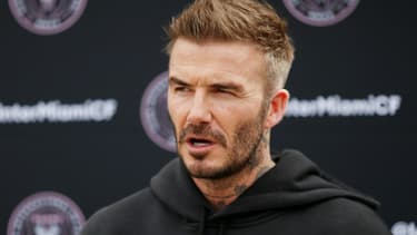Le co-propriétaire de l'Inter Miami, David Beckham, lors d'une conférence de presse en amont du premier match de la saison de son équipe contre les Los Angeles Galaxy le 25 février 2020 à Fort Lauderdale