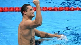 Florent Manaudou en argent à l'issue de la finale du 50 m libre aux JO de Tokyo, le 1er août 2021