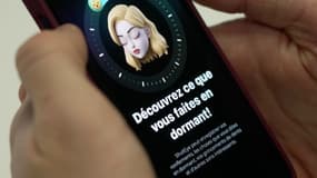 L'écran d'un smartphone montrant l'application "Shut Eye", censée calculer le temps de sommeil (illustration)