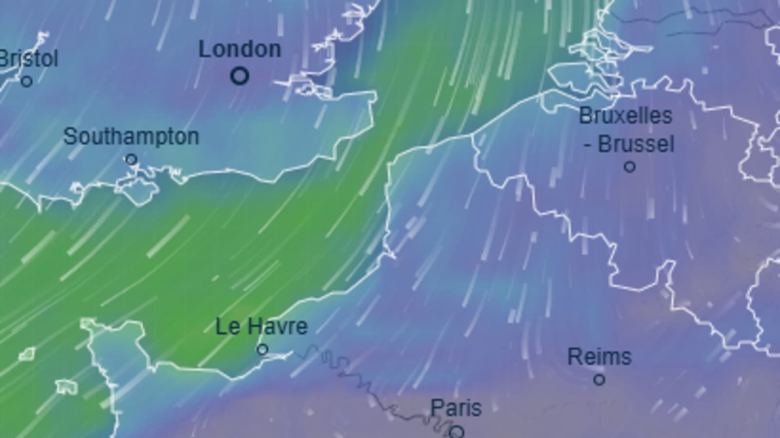 Le vent du 11 mars 2025 dans le Nord et la Manche, selon le site Ventusky, cartographiant les prévisions météorologiques. Le vent du 11 mars 2025 dans le Nord et la Manche, selon le site Ventusky, cartographiant les prévisions météorologiques.