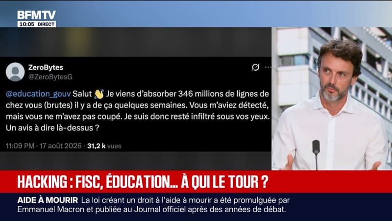 Fuite de données de l'Éducation nationale: "Nous sommes confrontés à des choses extrêmement préoccupantes", juge François Resnais (SNPDEN)