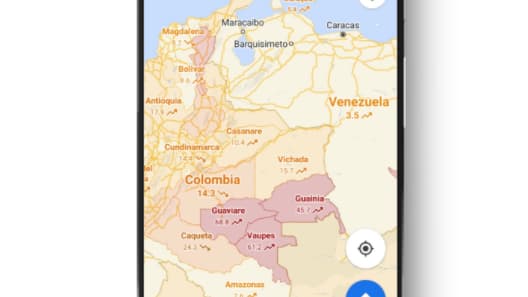 Google Maps va afficher pour chaque pays une moyenne du nombre de cas pour 100.000 personnes