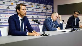 Rudi Garcia, Jean-Michel Aulas et Juninho 