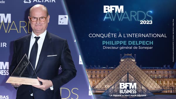 Philippe Delpech, directeur général de Sonepar, reçoit le BFM Award 2023 de la Conquête à l’international.