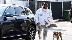 Lewis Hamilton et son chien Roscoe, en 2022.