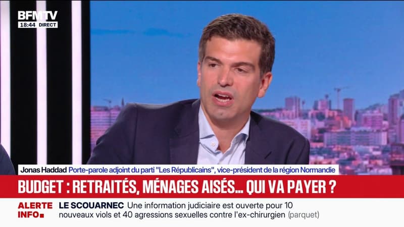 Retraités, ménages aisés: "Il y a d'autres personnes qui doivent être mises à contribution" pour le budget 2027, estime Jonas Haddad, porte-parole adjoint LR