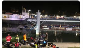 Une barge d’un des fournisseurs du Service public de l’assainissement francilien a heurté la pile du pont suspendu de Triel, lundi soir à Triel-sur-Seine.